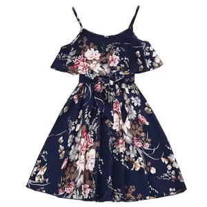 2023 새로운 스타일의 어린 소녀 드레스 패션과 편안한 인쇄 드레스 4 to12 년 어린 소녀를위한 아름다운 드레스