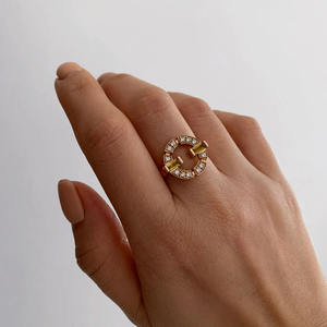 Anillo de Cóctel Geométrico F460 para Mujer, con Circonita Cúbica Creada en Laboratorio, Corte Esmeralda, Engaste Pavé, Anillos de Moda para Fiesta - Product Image 4