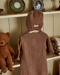 Tutina Vintage in Cotone Primaverile per Neonati e Bambini, Pagliaccetto Lungo con Cappello Lavorato a Maglia, Colore Puro, 6-24 Mesi con Maniche Lunghe - Product Image 2