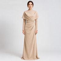 Robe Corset Jaune pour Femme, Robes Bounce pour Femme, Robes Grande Taille pour Femme, Maxi d'été à Manches Longues en Tissu Crêpe pour Robe