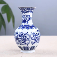 Mini vase en porcelaine bleu et blanc fait à la main de style chinois rétro, décoration de bureau, ornements de fleurs, vase de plante hydroponique