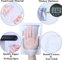Sachets barrière thermoscellables blancs en Mylar avec face transparente, anti-odeur, refermables, à fond plat avec fermeture éclair pour liquides et solides