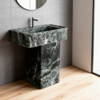 Lavabo/Évier en marbre vert Alpi poli sur mesure |   Motif vert foncé naturel pour usage intérieur (villa et salle de bain)