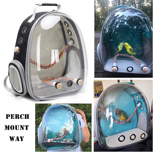 Bolsa de viaje <span class=keywords><strong>para</strong></span> pájaros Clear Space Parrot Bird Cage Carriers Bag <span class=keywords><strong>para</strong></span> llevar <span class=keywords><strong>mochila</strong></span> portátil de transporte de mascotas con bandeja de metal Percha de madera - Product Image 4