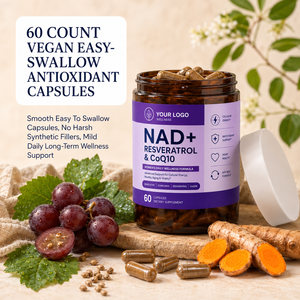 Hot Selling Bulk Dietary <b>Supplement</b> NAD Resveratrol CoQ10 Quercetin Curcumin Womens Cellular Energy Heart Health Capsules - Product Image 4
