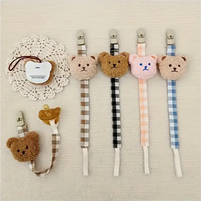 Eco Friendly Baby Baby Animal Bear Pacifier Holder Chain Case Dummy Clip Pacifier Clips Chain