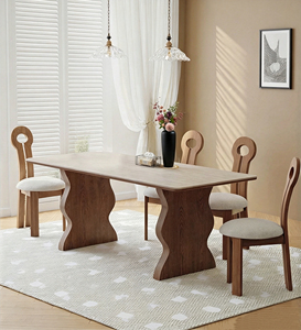<span class=keywords><strong>Tavolo</strong></span> e sedie da pranzo in legno massello cerato bianco stile retrò francese, unità piccola <span class=keywords><strong>rettangolare</strong></span>, <span class=keywords><strong>tavolo</strong></span> da pranzo in stile antico con piano in roccia - Product Image 2