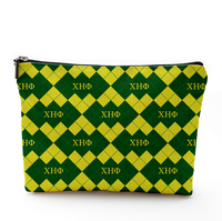 Trousse de Maquillage Portable à Fermeture Éclair avec Imprimé Argyle Lettres Grecques Sororité, Idéale pour un Usage Quotidien (Vente en Gros)