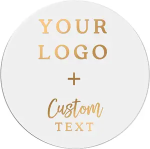 Cirkelvormige Aangepaste Transparante Logo Label Sticker, Aangepaste Tekst, Gepersonaliseerde Commerciële Logo Label, Goud Folie Custom Logo Sticker
