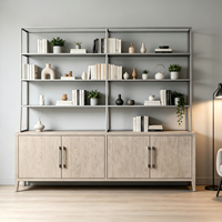 Meuble sur mesure en promotion : Buffet ouvert moderne en bois massif à 4 portes, bibliothèque et armoire pour la maison, le salon, le bureau ou l'école