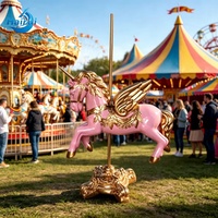 Figurine de cheval de carrousel personnalisée en fibre de verre, accessoire animalier pour studio photo, parc à thème féerique et aire de jeux pour enfants, sculpture de cheval