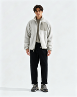 Collection d'hiver personnalisée pour l'extérieur, veste chaude 100% polyester, col montant, fermeture éclair intégrale, veste en polaire sherpa de haute qualité pour hommes