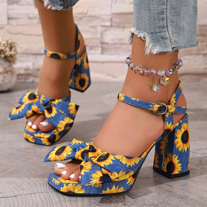 Sandalias de tacón alto con correa, estilo versátil, punta abierta y tacón delgado para mujer - Product Image 3