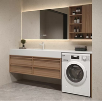 Meuble-lavabo moderne en pierre frittée avec vasque intégrée, miroir LED, comptoir sur mesure, étanche, OEM ODM, pour appartement et villa