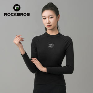 ROCKBROS-Maillot de cyclisme pour femme automne-<span class=keywords><strong>hiver</strong></span> en velours, <span class=keywords><strong>sous</strong></span>-vêtement thermique à manches longues, haut chaud pour vélo de route et de montagne - Product Image 1