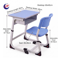 Ensemble bureau et chaise pour étudiants à hauteur réglable, mobilier scolaire ergonomique pour les projets en classe, ensemble de mobilier scolaire de haute qualité