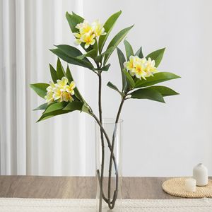 Flor Artificial de Frangipani Meng Jie, Tallo Único, Blanca y Amarilla, de Plástico, para Decoración del Hogar, Sala de Estar, Accesorios para Bodas - Product Image 2