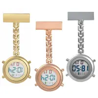Relógio de bolso enfermeira, data, relógios de quartzo, tempo, calendário, peito, relógio digital, broche médico 2021, ouro rosa, prata