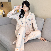 Pyjamas en coton uni ensemble de chemises de nuit en tissu tricoté long motif de fleurs à imprimé floral grande taille vêtements de nuit pour femmes