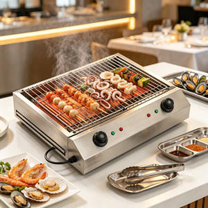 Grill électrique de table commercial haute puissance 5,6 kW, barbecue sans fumée avec fonction de grillage flexible - Product Image 5