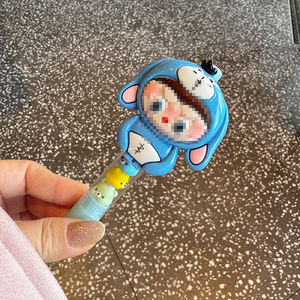 Quirky Black Cool Colorful <b>Glitter</b> Twist-Action Ballpoint <b>Pen</b> 0.7mm Tip Plastic for Office School Use Cartoon for Face Design - Product Image 3