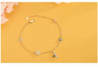 Neue Großhandels-Damenarmbänder aus S925 Silber mit Goldplattierung und Gänseblümchen-Bienen-Blumen-Design für den Sommer