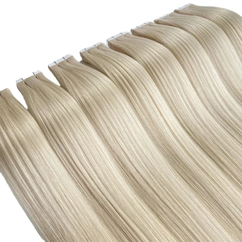 Cuticula Uitgelijnd Tape In Hair Extension Remy Huid Inslag Onzichtbare Tape Human Hair Extensions