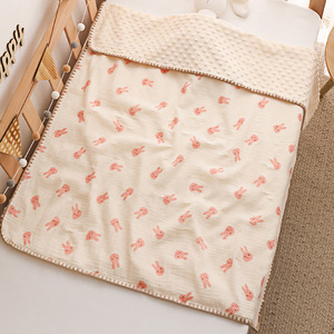 Hot Sale Soft Woven Floral Double Layer Cotton Muslin Baby Blanket Thick Quilt <strong>Neutral</strong> <strong>Throw</strong> - Product Image 1