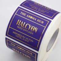 Étiquette personnalisée pour diffuseur à bâtonnets, autocollant doré violet pour emballage de bouteille de diffuseur d'ambiance hôtelier