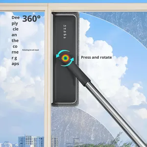 Dụng cụ làm sạch cửa sổ bằng thép không gỉ mới của jiabanshou Dụng cụ cạo nước ba trong một đa năng tay cầm dài - Product Image 3