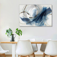 Toile d'art mural, peintures abstraites, graffiti coloré bleu fantaisie sur fond blanc, décoration d'art moderne pour salon