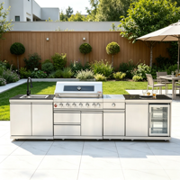Barbecue à gaz modulaire flexible avec allumage électronique par impulsion, facilement assemblable, station de cuisson pour îlot de cuisine extérieur, idéal pour les barbecues en plein air