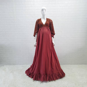 <span class=keywords><strong>Robe</strong></span> de photographie de maternité d'inspiration bohème: <span class=keywords><strong>longue</strong></span> <span class=keywords><strong>robe</strong></span> en dentelle pour les séances de mariage des femmes enceintes - Product Image 1