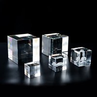Cube de cristal vierge de haute qualité pour gravure laser 3D avec base en bois et lumière LED, veilleuse, décoration d'intérieur, lampe de table WDY-0516