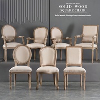 Chaise de café vintage en chêne au design populaire, chaise de banquet européenne en tissu pour hôtel