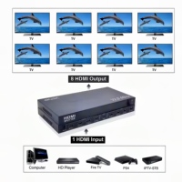 Divisor HDMI 4K 1X8, Divisor de 4 Puertos, 1 Entrada y 8 Salidas para PS4, Cámara, Laptop, PC a TV, Monitor, Pantalla Múltiple