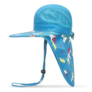 <b>Childrens</b> Sun Protection <b>Bucket</b> <b>Hat</b> Wide Brim UV Protection Breathable For 2-4 Years Outdoor Use Royal Blue Pink Lake Blue Dark - Product Image 3