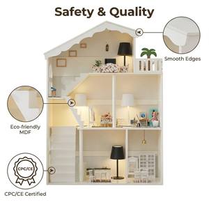 미니어처 화이트 인형의 집 캐비닛 모양 장난감 보관 주최자 어린이 가구 세트 어린이 책장 - Product Image 1