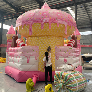 Château gonflable commercial pour enfants, thème bonbons, en PVC, 6mx6m, pour fêtes et jeux en extérieur - Product Image 4