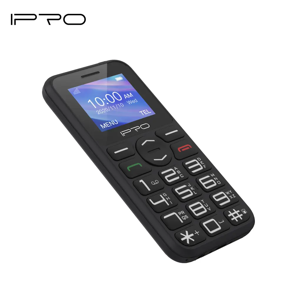 Ipro F183 1.77Inch Feature Telefoon Met Oplader Grote Lettertypen Grote Sleutel Met Sos-Knop Oude Mensen Gebruiken 3G/4G Mobiele Telefoon