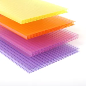 Twin Wall Pc Multiwall Polycarbonate Hollow Sheet Factory 4mm 6mm 8mm 10mm Colored Clear T Skylight Roofing