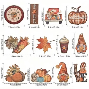 Décorations de Thanksgiving : Gnomes en bois à suspendre, feuilles de citrouille, décorations florales ajourées d'automne, fournitures pour fêtes de fin d'année - Product Image 5