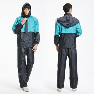 Men's Waterproof Hooded Rain Suit Nylon Casual Outdoor Wear RAINWEAR Single-person <b>Set</b> Adult Hiking Travel - Product Image 1