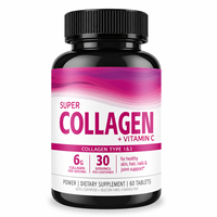 Capsules de collagène Flourisher, peptides de type 1 et 3 et vitamine C pour femmes et hommes, 60 unités, soutien pour les cheveux, la peau, les ongles et les articulations, provenant de bovins nourris à l'herbe