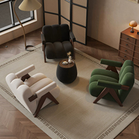 Fauteuil individuel décontracté en bois massif, style crème, pour salon, petit appartement, chambre d'hôtes, balcon, idéal pour les moments de détente; inspiré de la médiévité.