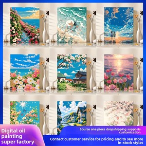 Quadro Scenico Transfrontaliero Fai-da-te da Colorare, Dipinto a Mano con Acrilici, Modello OMT Rettangolare, Stile Instagram, Pittura Terapeutica - Product Image 2