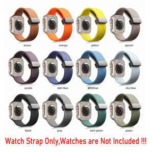 Bracelet de montre en silicone magnétique Upro avec texture en fibre de carbone, nouveau bracelet à boucle pliable sport pour Apple Watch Ultra Series 9 8 7 - Product Image 3
