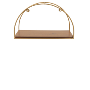 Mensole da parete in legno con struttura in metallo curvo per soggiorno, organizer decorativo da appendere. - Product Image 6