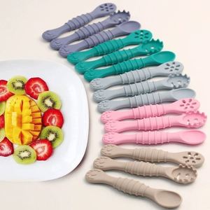 Cucharas de Silicona con Diseño Sólido para Bebés, con Barrera Anti-Asfixia, Utensilios para Bebés y Niños Pequeños - Product Image 6