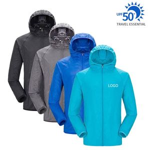 <b>Summer</b> Custom Solid Hooded <b>Jacket</b> <b>Men</b> and Women Sun protection <b>Lightweight</b> Polyester Foldable Trench Coat <b>Jacket</b> <b>Men</b> - Product Image 2